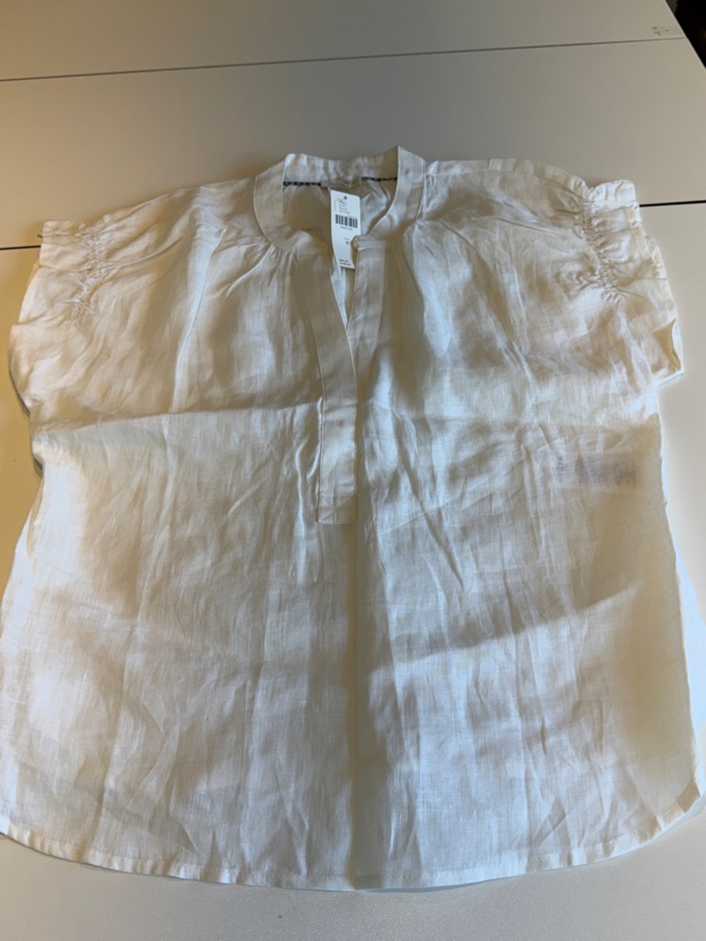 Pilcro White Short-Sleeve Linen Blouse